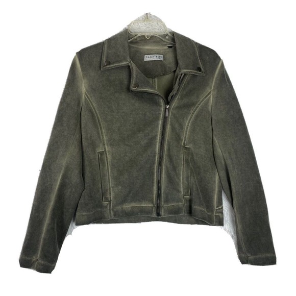 BAGATELLE COLLECTION Womens Gray Burned Leather Moto Jacket Size Medium - Picture 1 of 10